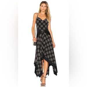 Diane Von Furstenberg Scarf Hem‎ Midi Silk Dress in Navy/Black Size 2